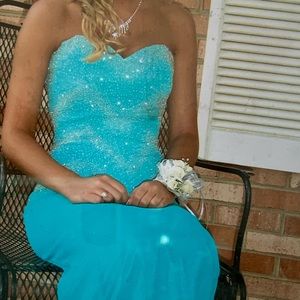 Beautiful Strapless Silk Prom Dress